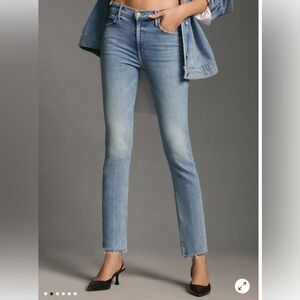 MOTHER Mid Rise Dazzler Ankle Fray in Jackpot